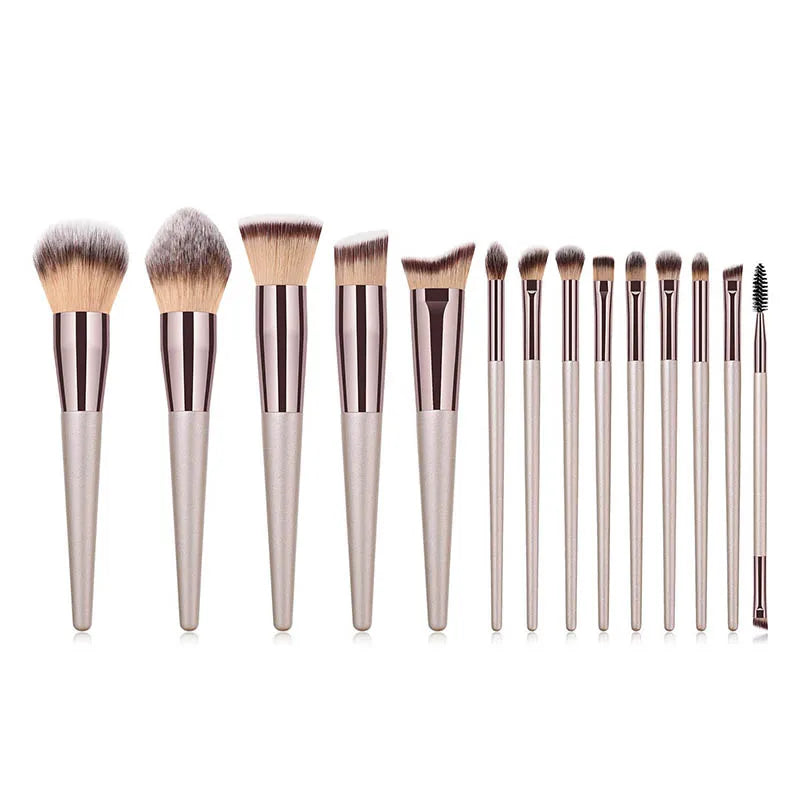 Hot Champagne Makeup Brush Set – 10pcs Beauty Tools