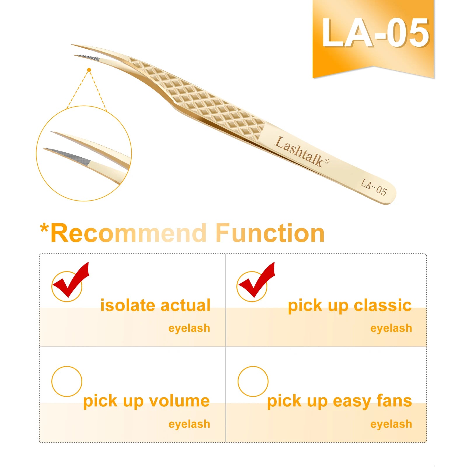 Lashtalk Stainless Steel Eyelash Extension Tweezers