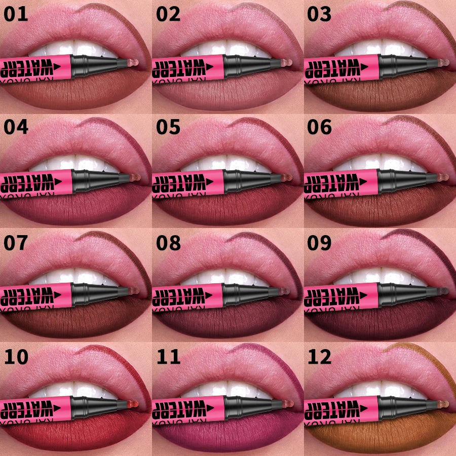 1PC 12-Color Waterproof Matte Lip Liner Pencil