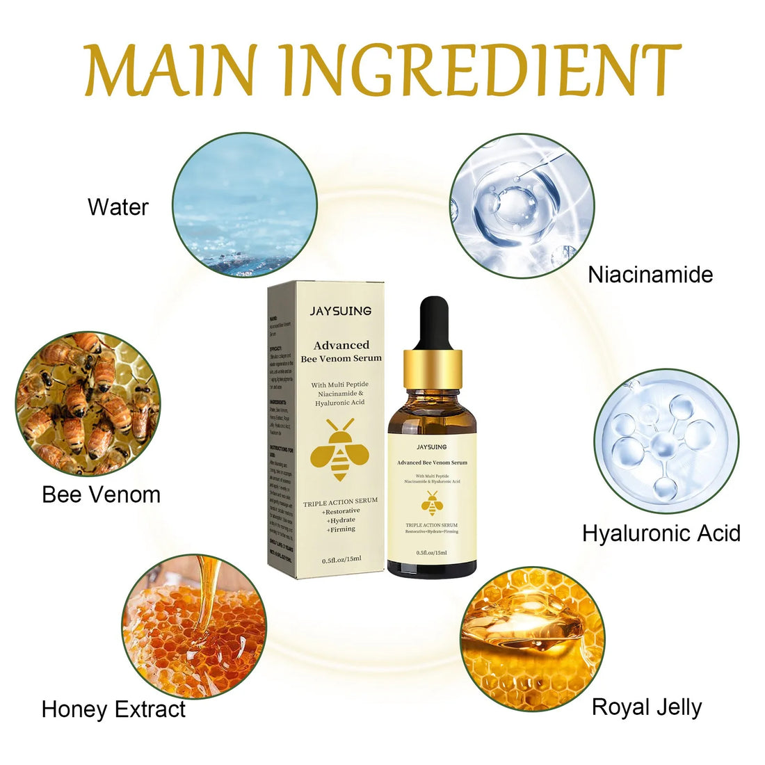 1/2/3pcs Bee Venom Facial Serum – Wrinkle Reduction & Skin Tightening