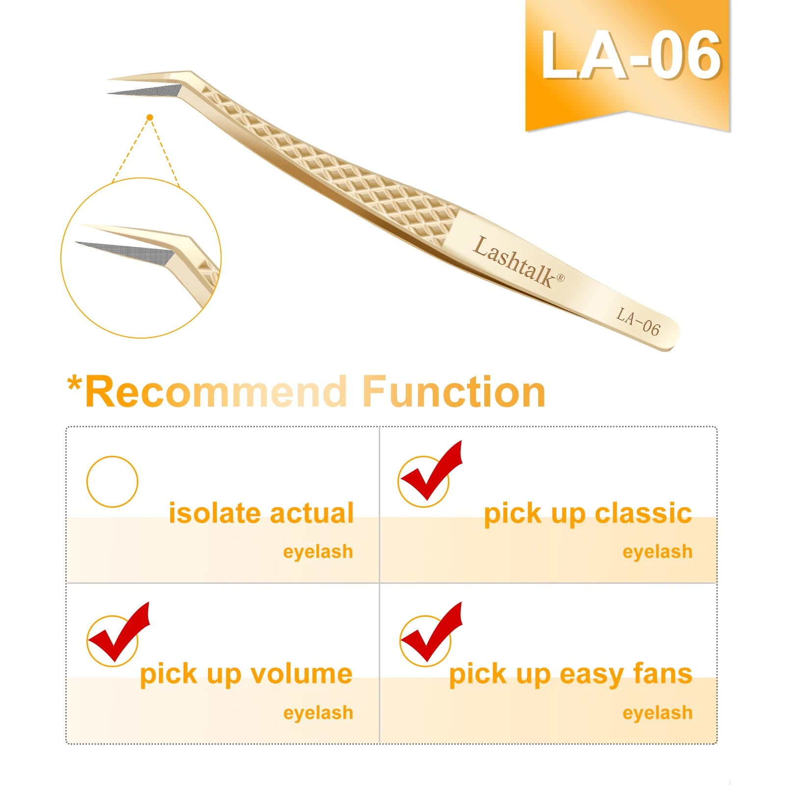 Lashtalk Stainless Steel Eyelash Extension Tweezers