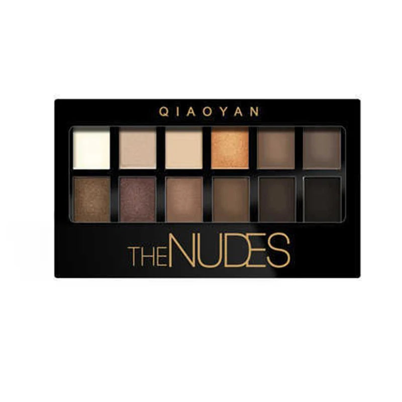 12-Color Pro Eyeshadow Palette – Matte & Shimmer Nudes