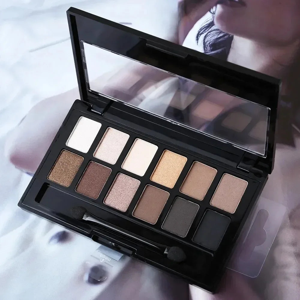 12-Color Pro Eyeshadow Palette – Matte & Shimmer Nudes