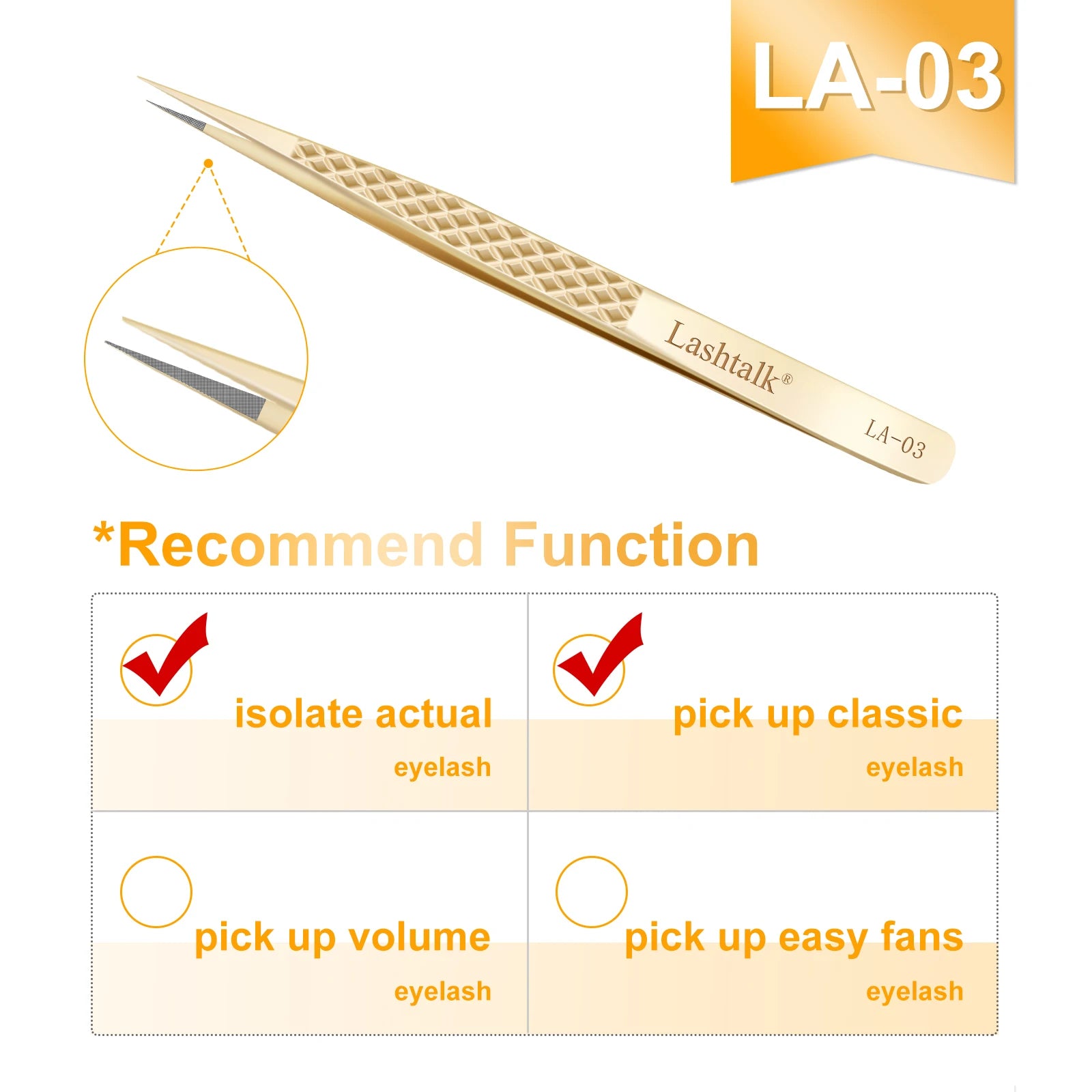 Lashtalk Stainless Steel Eyelash Extension Tweezers