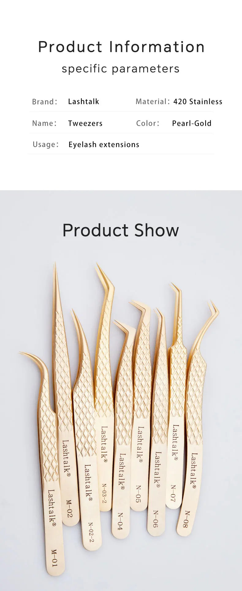 Lashtalk Stainless Steel Eyelash Extension Tweezers