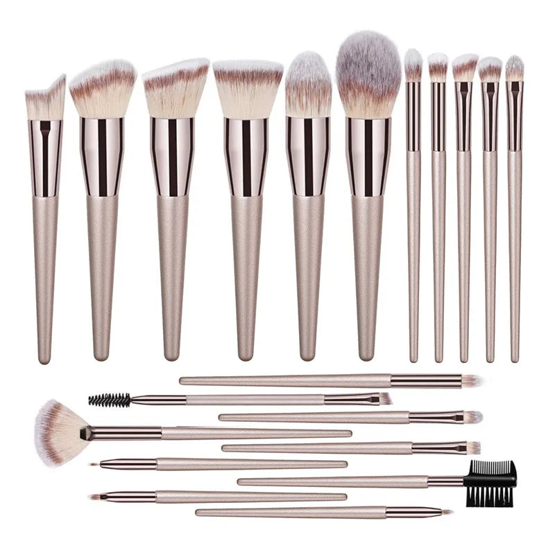 Hot Champagne Makeup Brush Set – 10pcs Beauty Tools