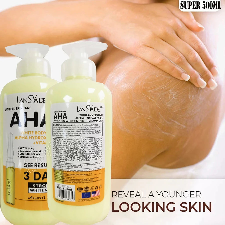 500ml Whitening Body Lotion with AHA + Vitamin C&E