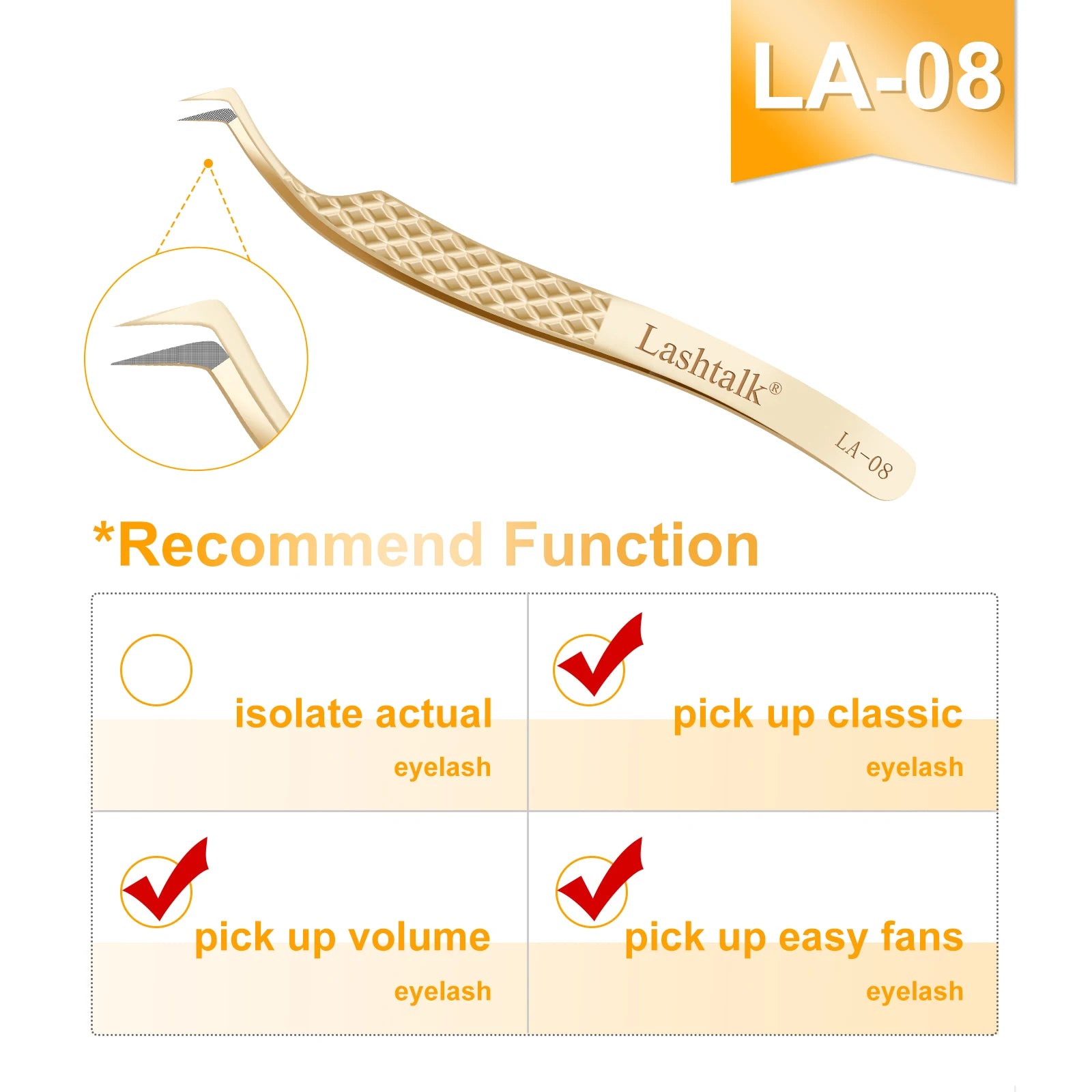 Lashtalk Stainless Steel Eyelash Extension Tweezers