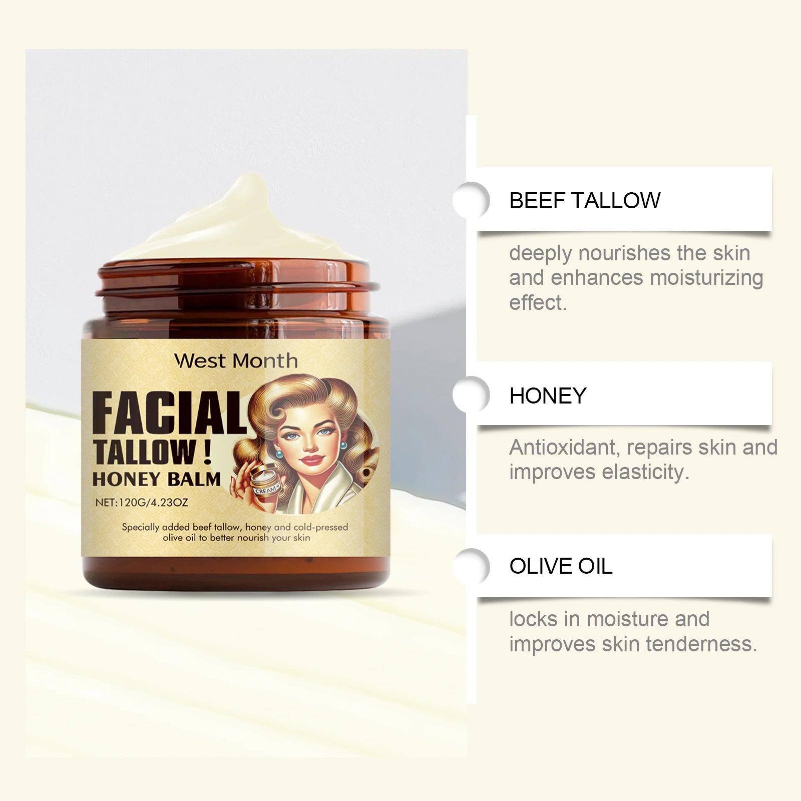 Beef Tallow Face Cream – Moisturizing & Firming