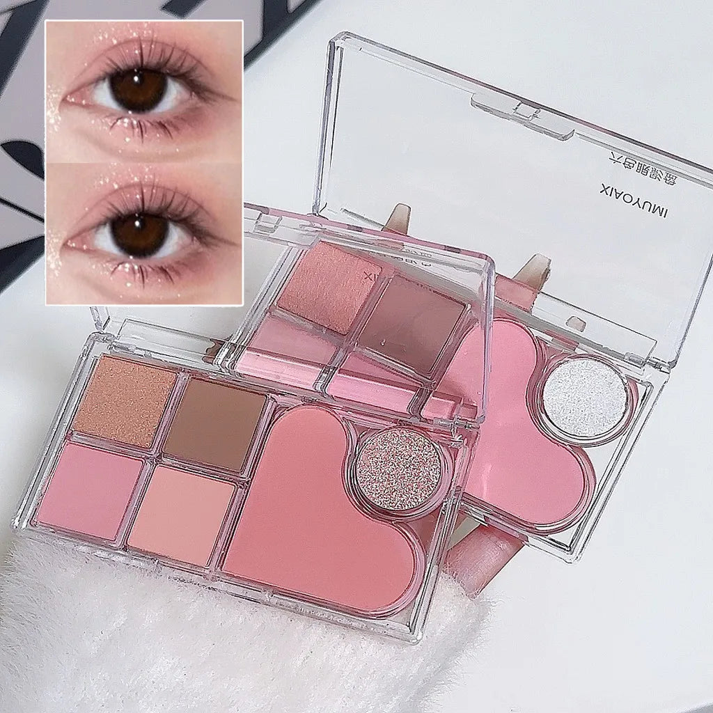 Six-Color Light & Shadow Eyeshadow Palette – Pink Matte & Pearl