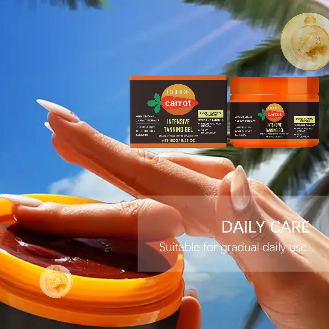 Carrot Tanning Gel – Hydrating Bronzing Gel for Face & Body