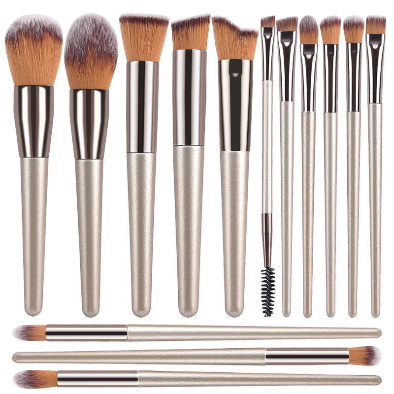 Hot Champagne Makeup Brush Set – 10pcs Beauty Tools