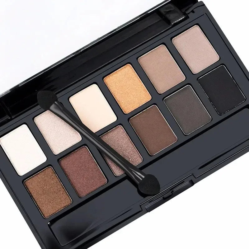 12-Color Pro Eyeshadow Palette – Matte & Shimmer Nudes