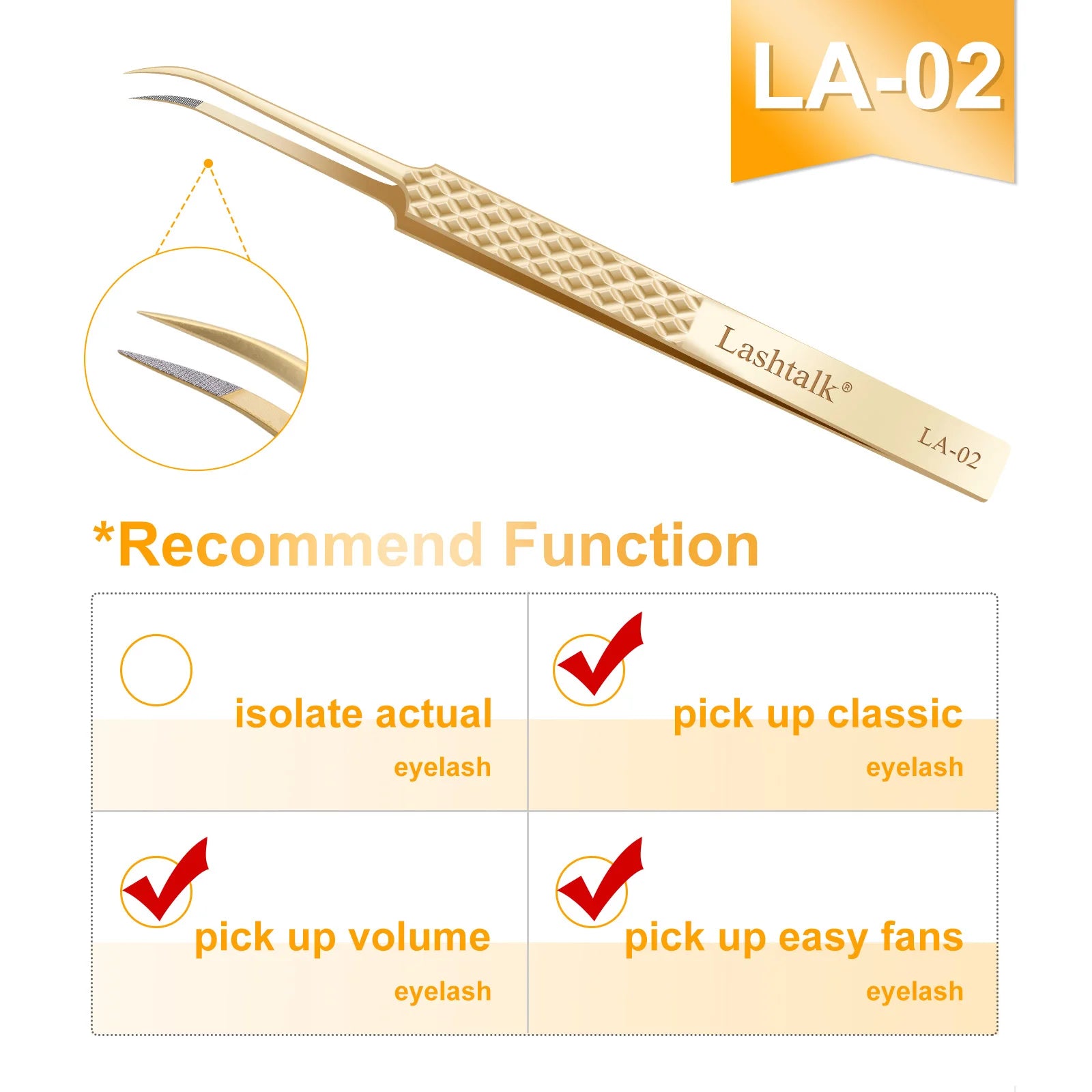 Lashtalk Stainless Steel Eyelash Extension Tweezers
