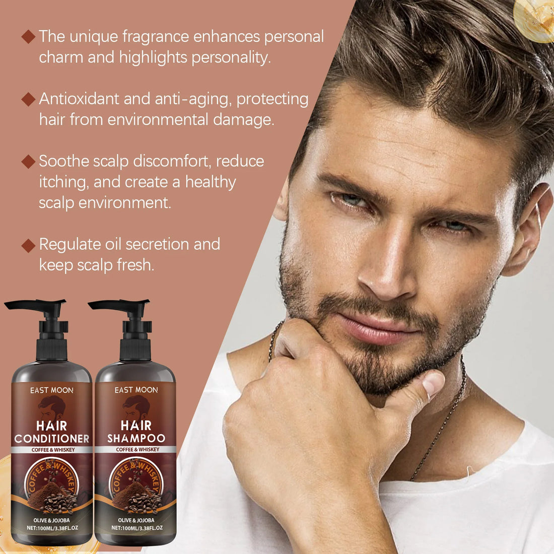 East Moon Men’s Coffee & Whiskey Shampoo & Conditioner Set