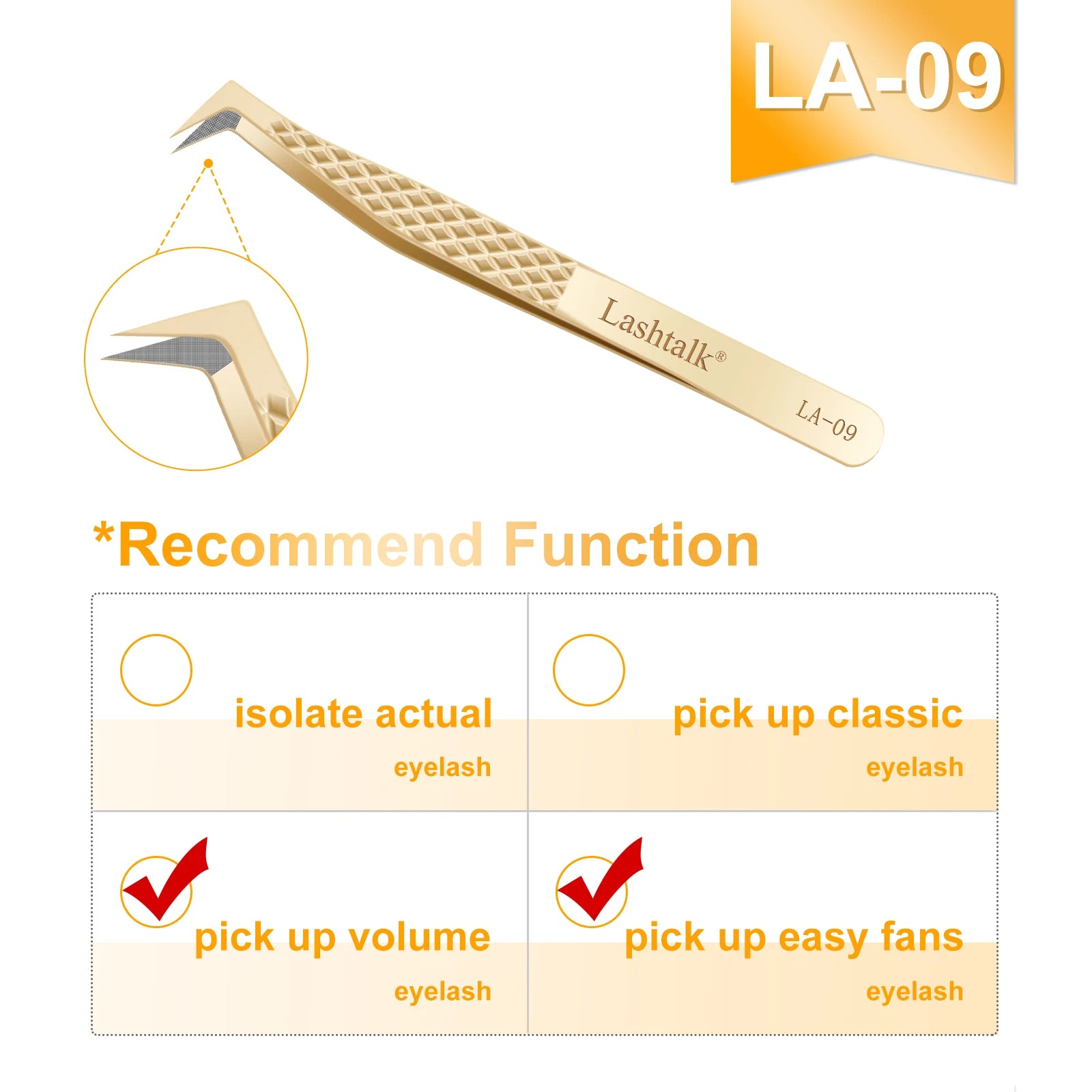 Lashtalk Stainless Steel Eyelash Extension Tweezers