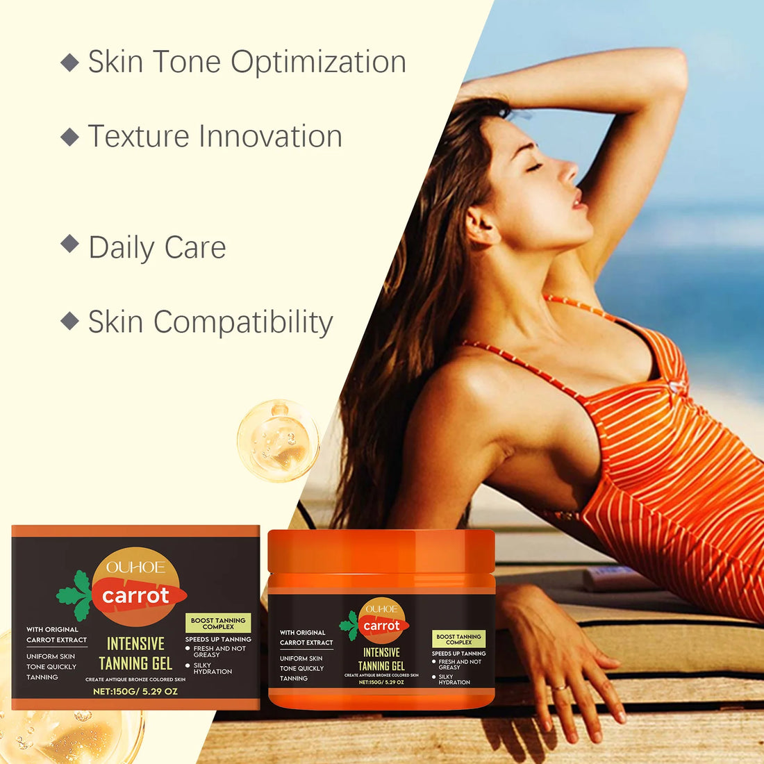Carrot Tanning Gel – Hydrating Bronzing Gel for Face & Body