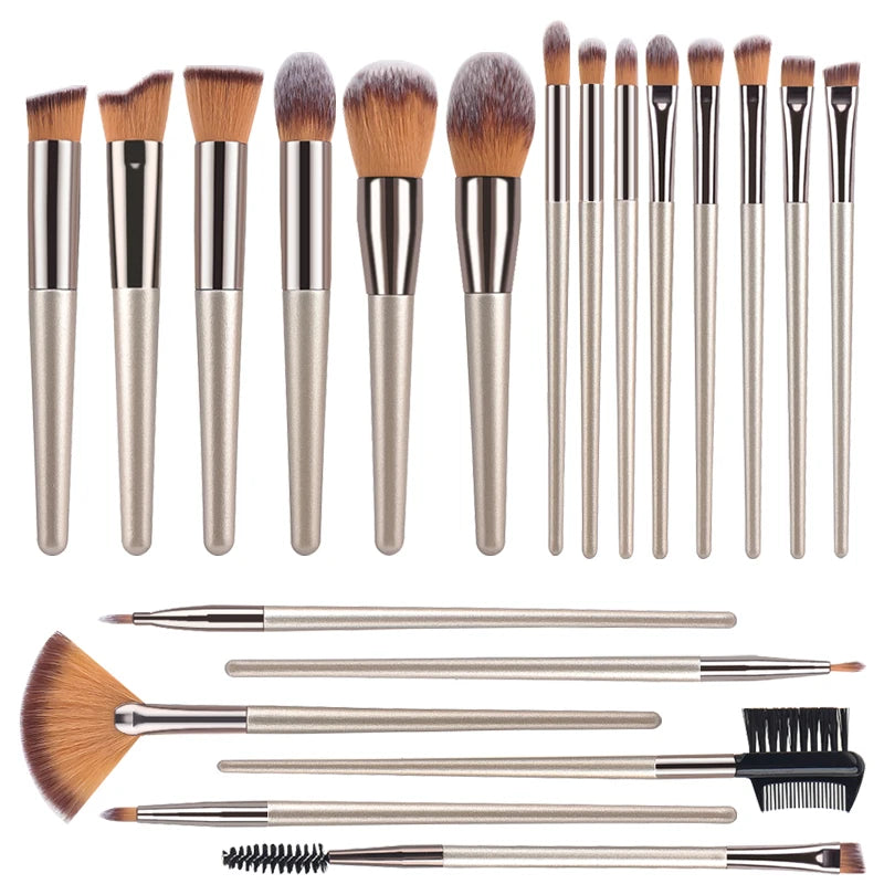 Hot Champagne Makeup Brush Set – 10pcs Beauty Tools
