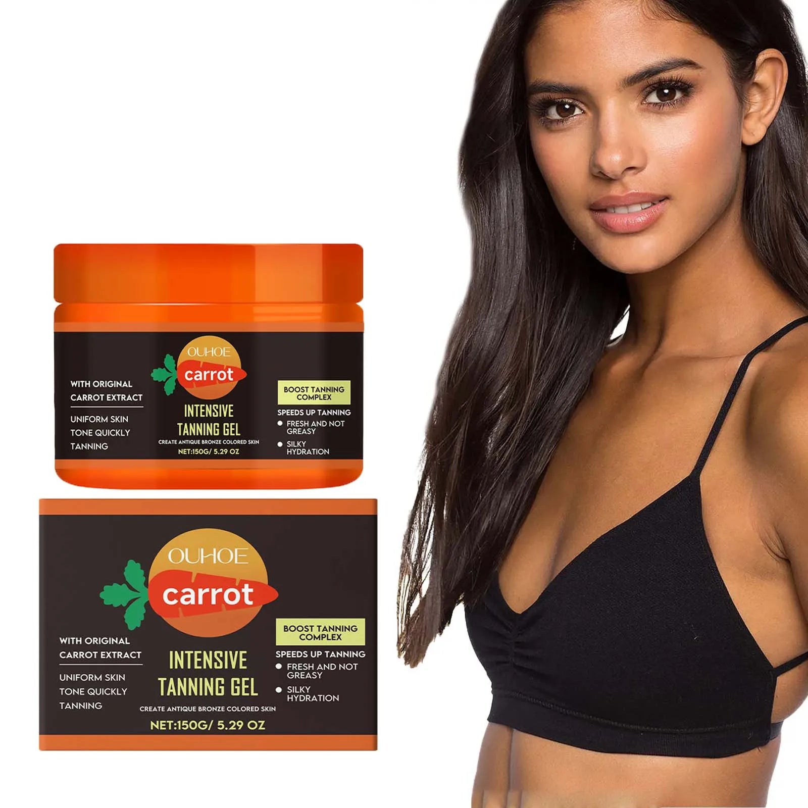 Carrot Tanning Gel – Hydrating Bronzing Gel for Face & Body