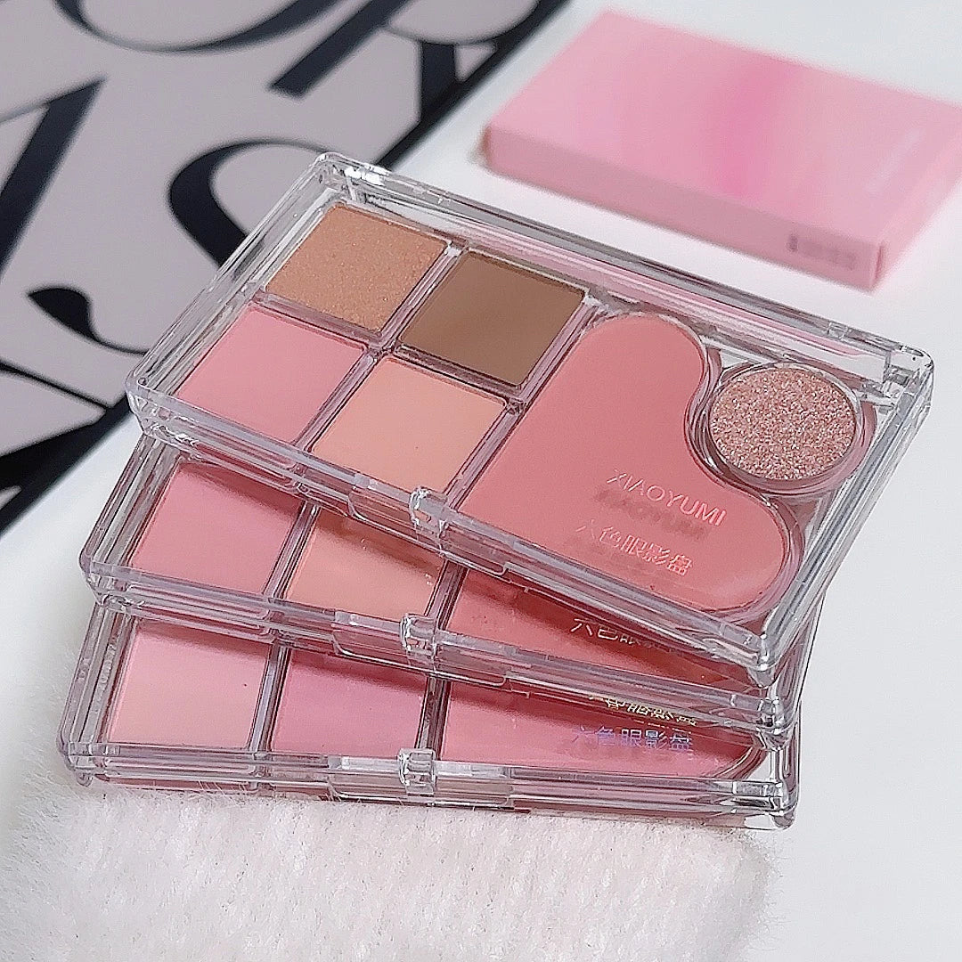 Six-Color Light & Shadow Eyeshadow Palette – Pink Matte & Pearl