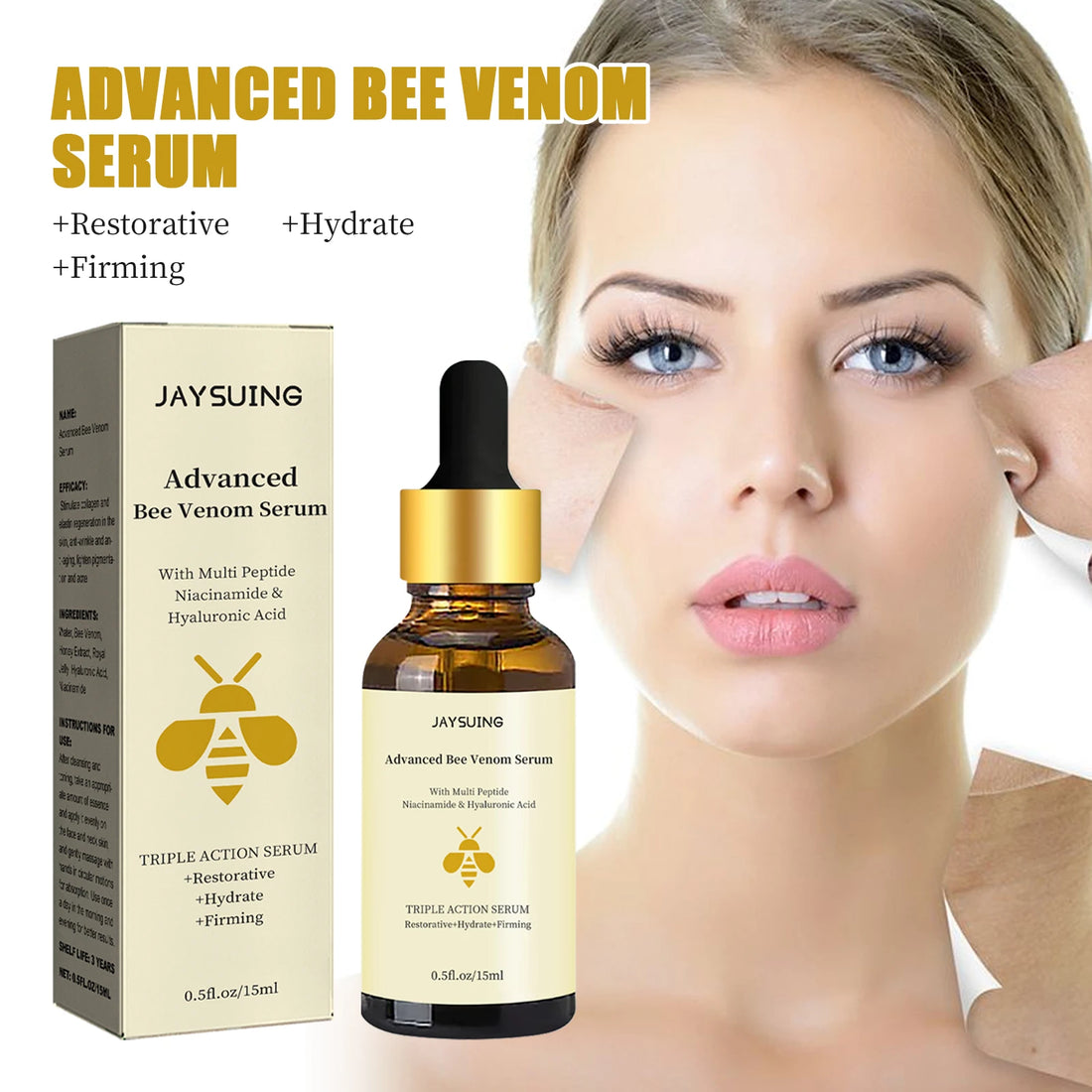 1/2/3pcs Bee Venom Facial Serum – Wrinkle Reduction & Skin Tightening