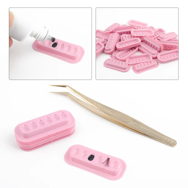 100pcs Disposable Lash Glue Holder Stickers – PVC Adhesive Pallet Pads
