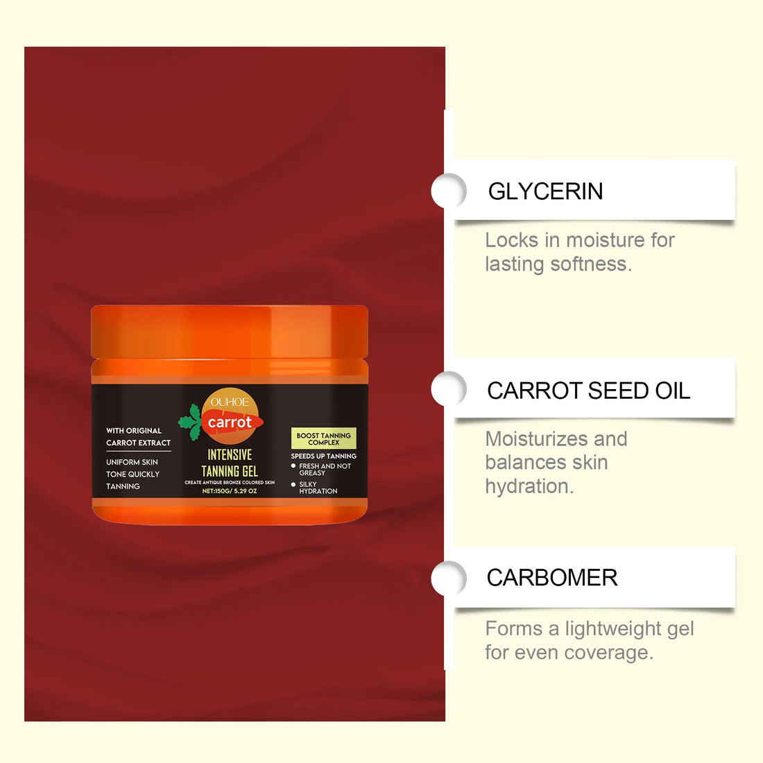 Carrot Tanning Gel – Hydrating Bronzing Gel for Face & Body