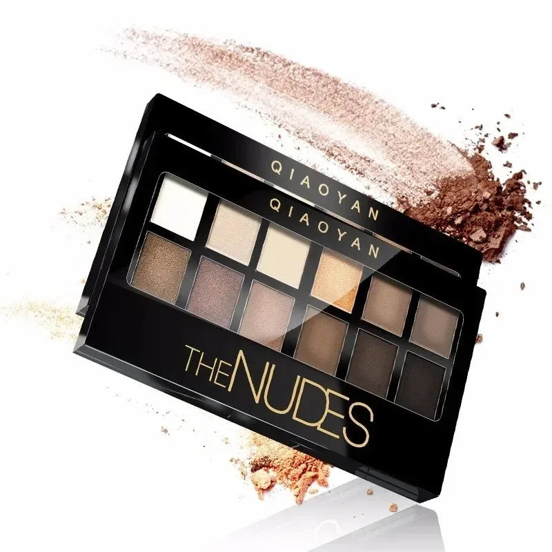12-Color Pro Eyeshadow Palette – Matte & Shimmer Nudes