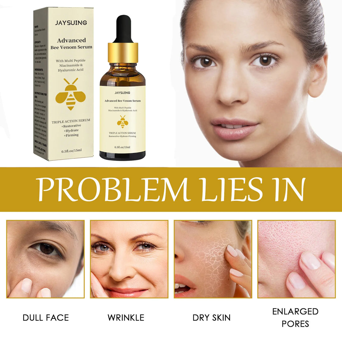 1/2/3pcs Bee Venom Facial Serum – Wrinkle Reduction & Skin Tightening