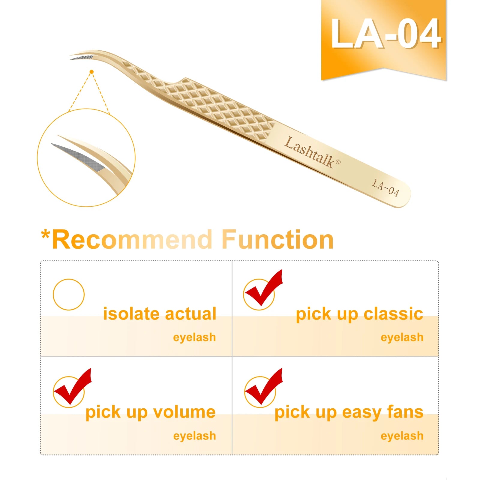 Lashtalk Stainless Steel Eyelash Extension Tweezers